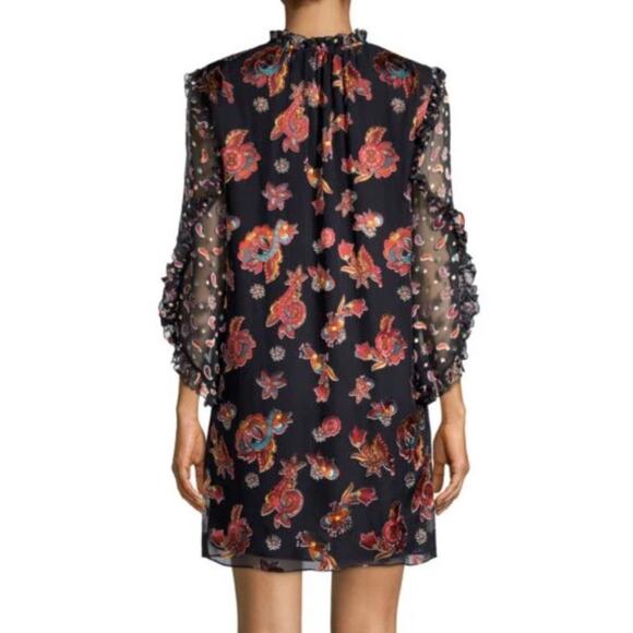 NWT Alice + Olivia Julius Floral Ruffle Dress Sz M - Picture 2 of 9